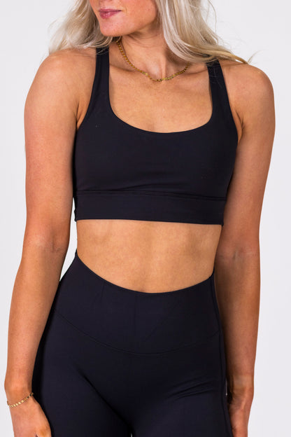 Lycra Soft Sport Bra-Black