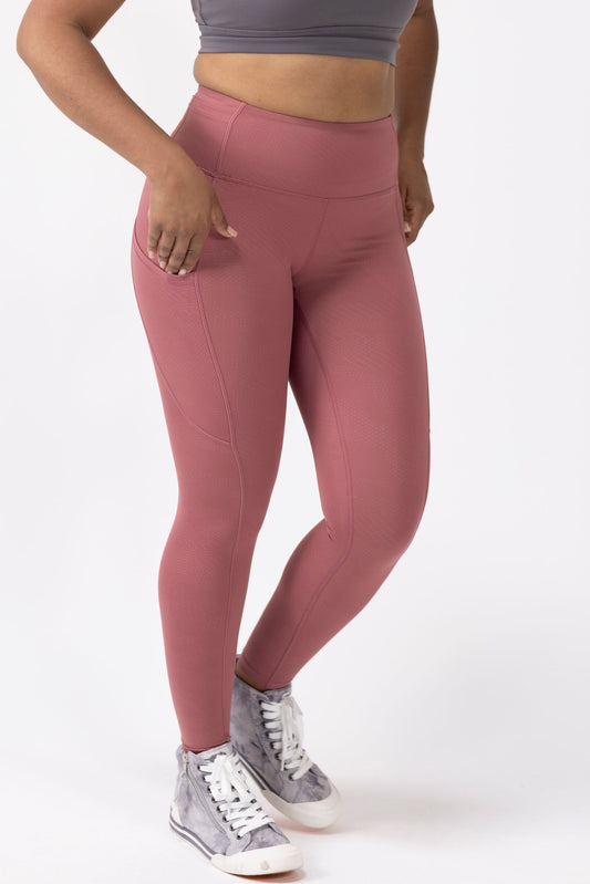 Mid Rise Pocket Legging- Paste Red