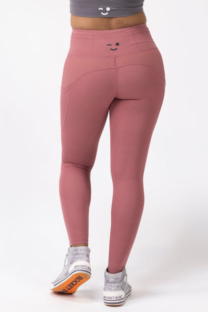 Mid Rise Pocket Legging- Paste Red