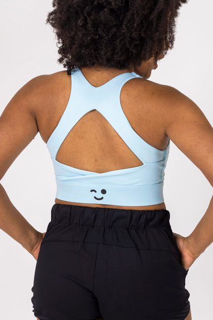 Longline Sport Bra- Ice Blue