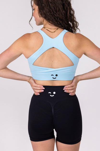 Longline Sport Bra- Ice Blue