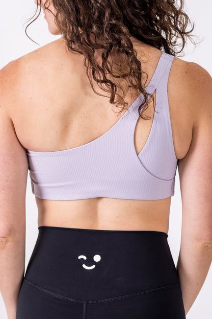 One Shoulder Sport Bra- Light Purple