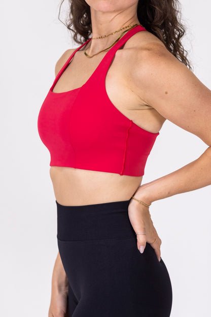 Longline Sport Bra- Magenta Rose