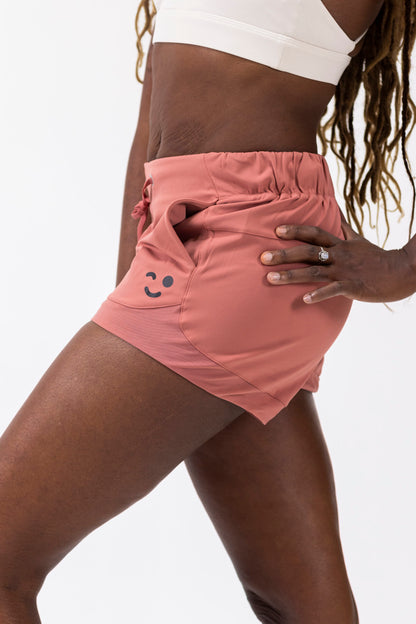 Relaxed Yoga Short-Hibiscus Red