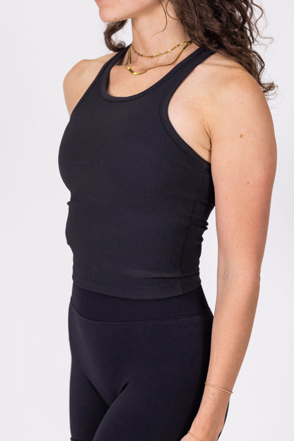 Classic Ribbed Tank- Black