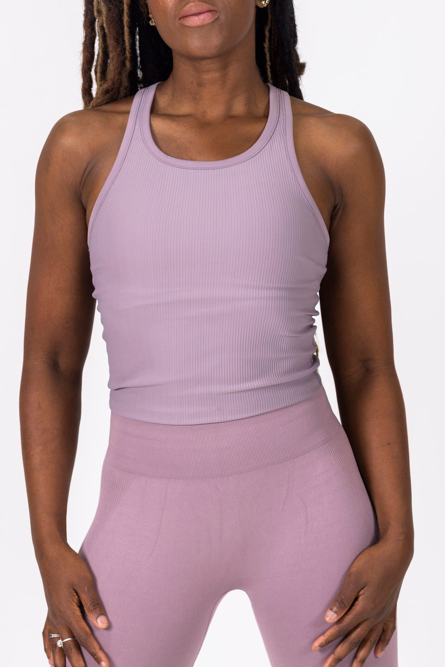 Classic Ribbed Tank- Lead Pink