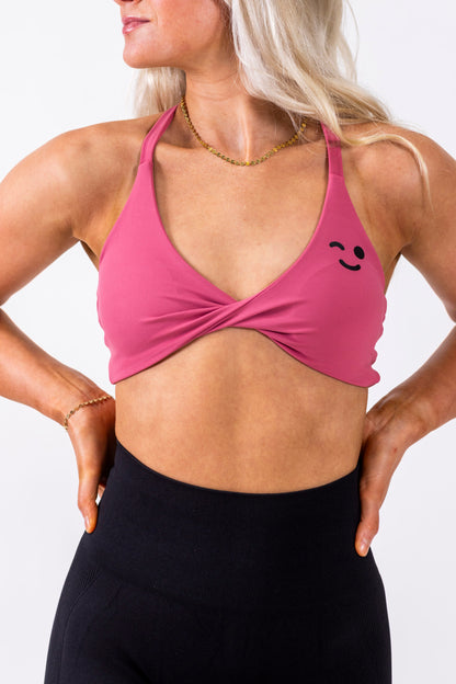 Twist Sport Bra- Rose Red