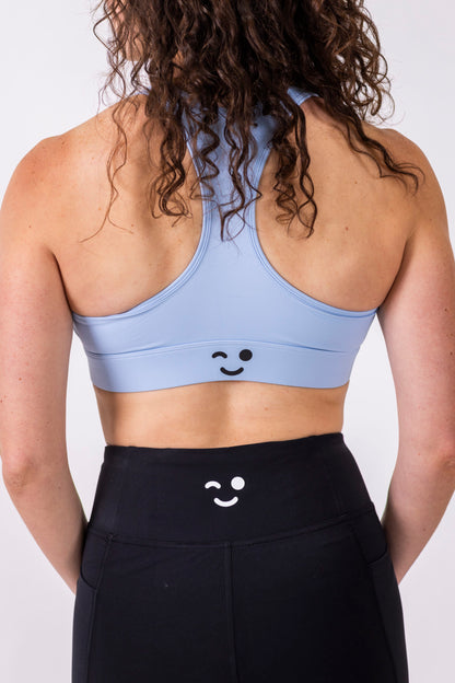 Zip Sport Bra- Sky Blue