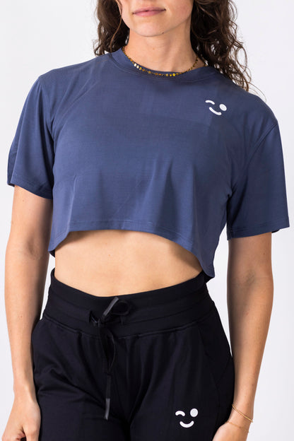 The Midi Crop Top- Navy Blue