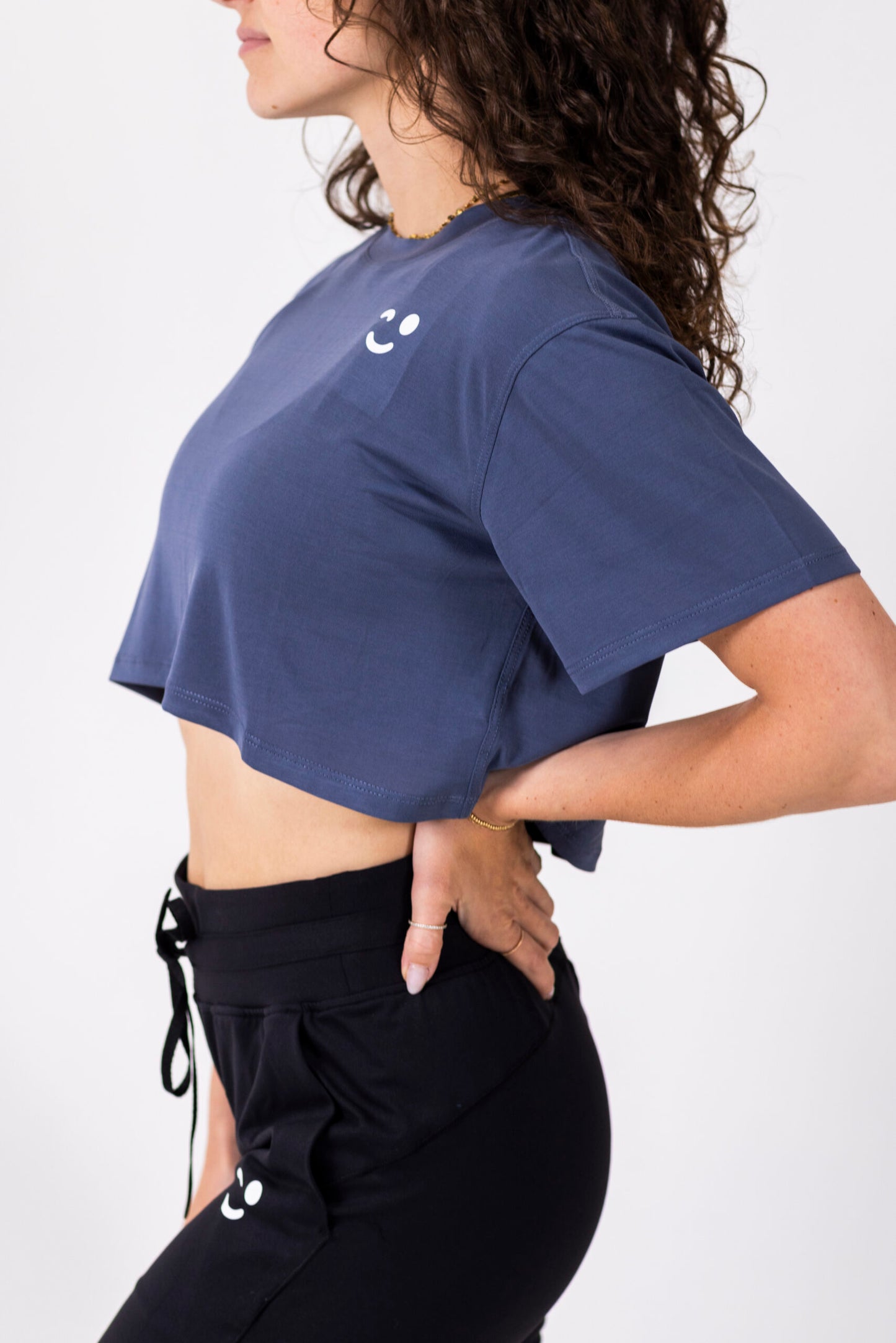 The Midi Crop Top- Navy Blue