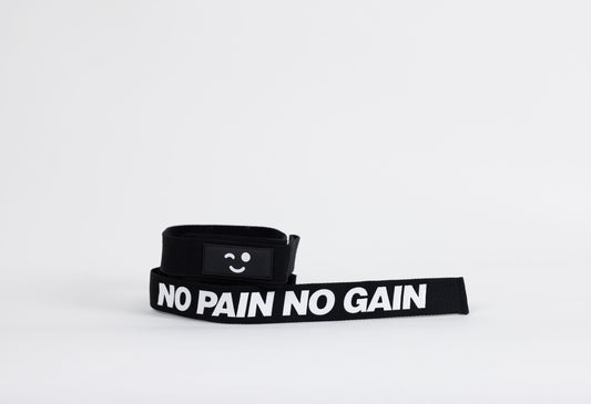 Lifting Strap- Black "No Pain No Gain"