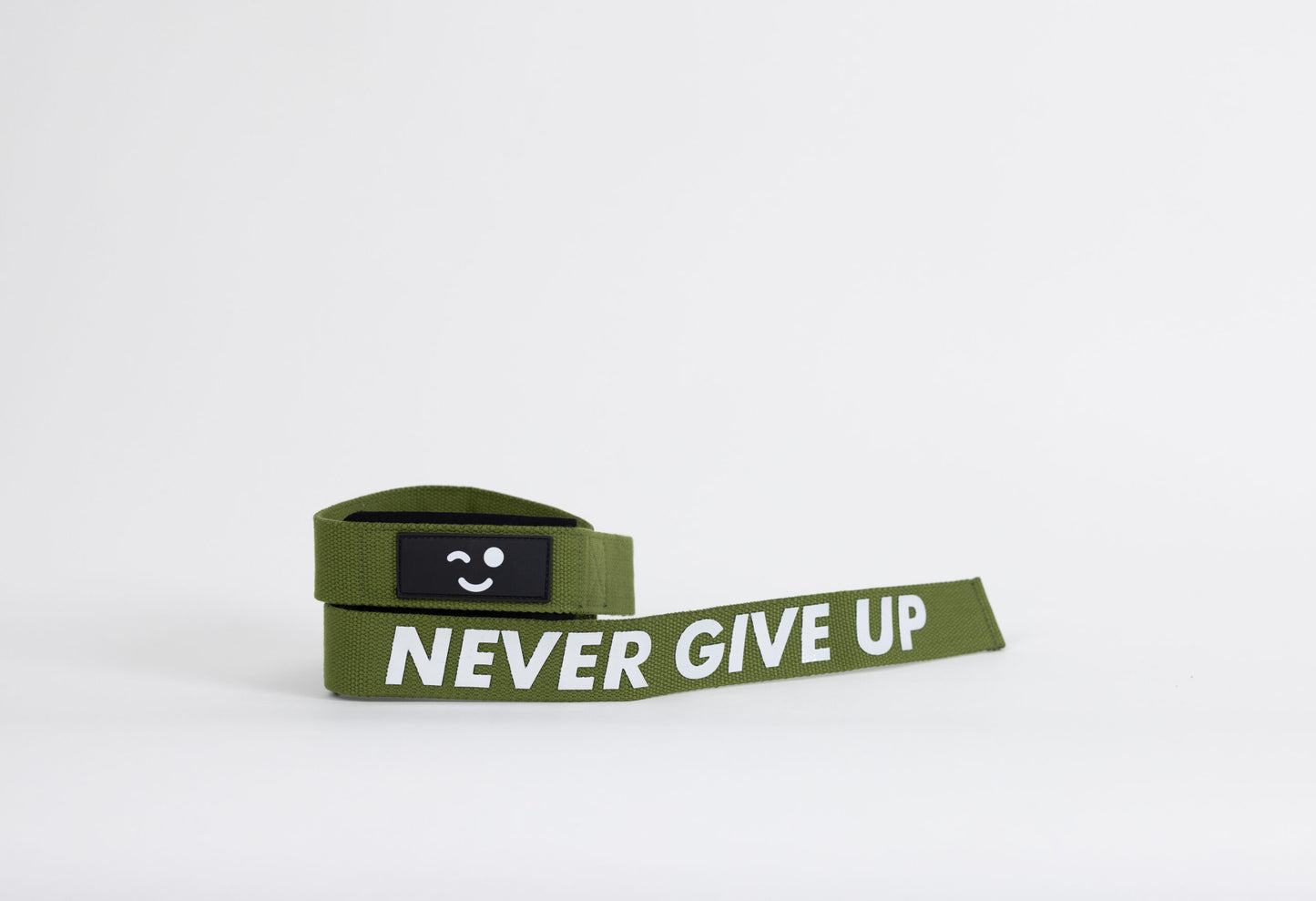 Lifting Strap- Army Green "Never Give Up"