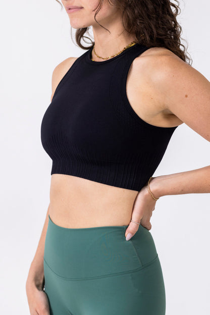 Elegant Seamless Sport Bra-Black