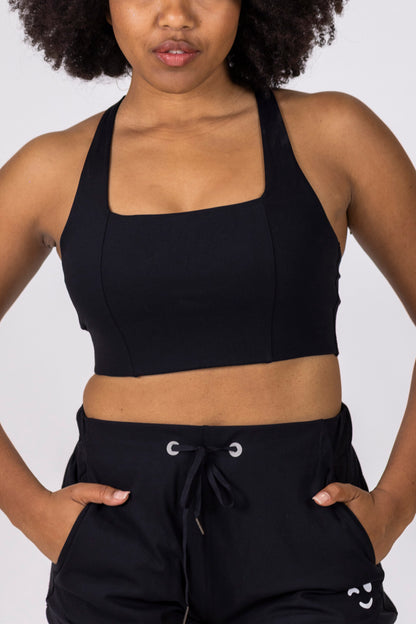 Longline Sport Bra- Black