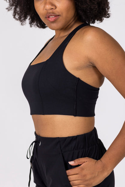 Longline Sport Bra- Black