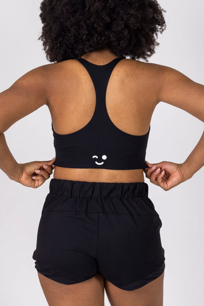 Longline Sport Bra- Black