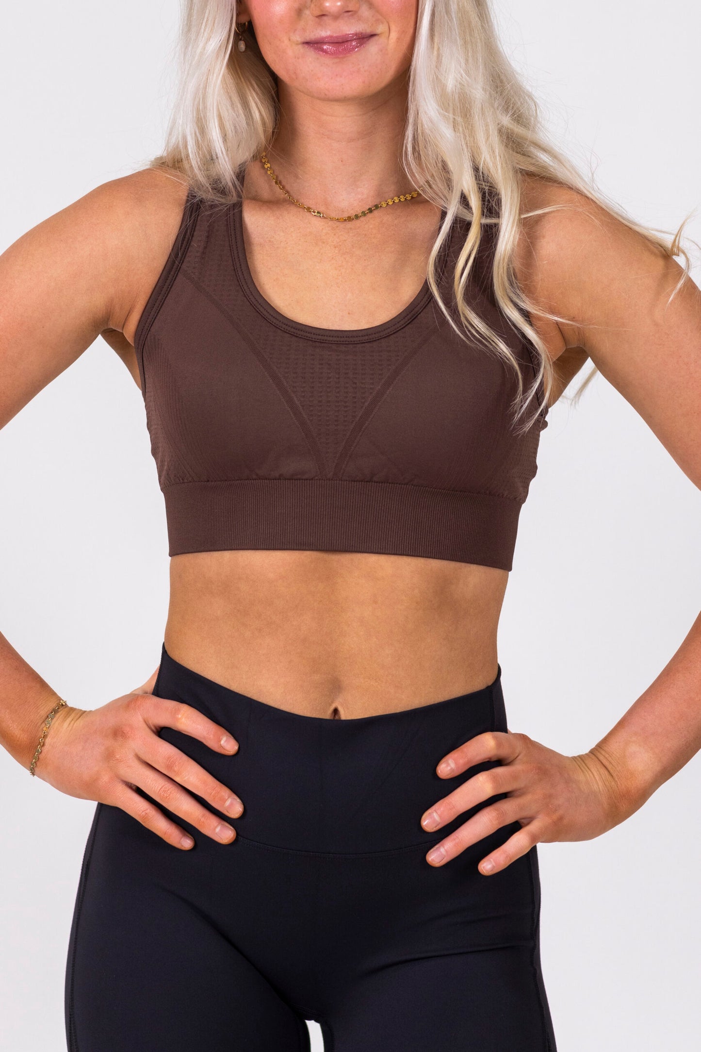 Ribbed Seamless Sport Bra- Chestnut Brown