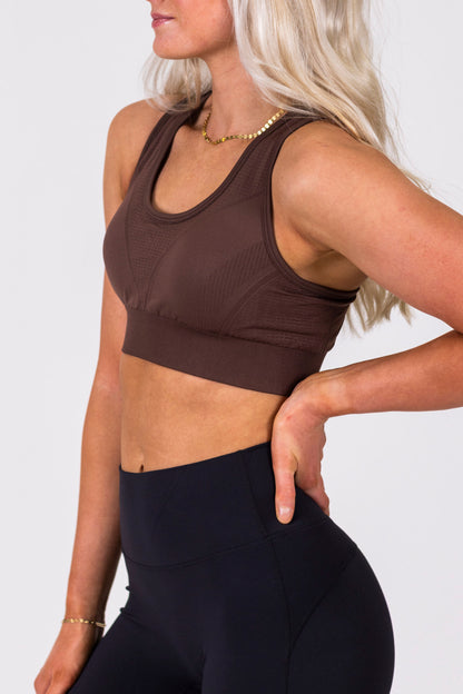 Ribbed Seamless Sport Bra- Chestnut Brown