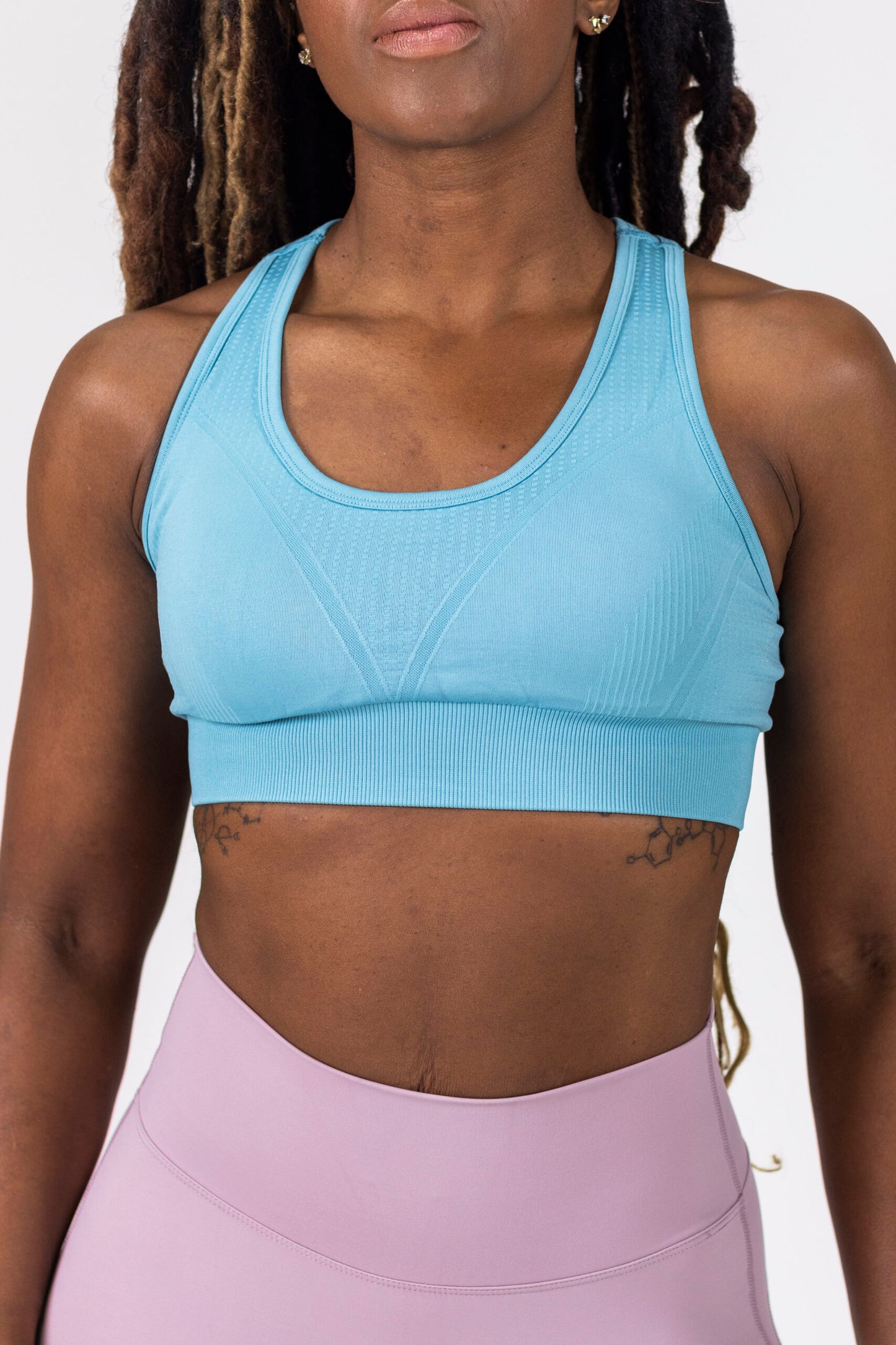 Ribbed Seamless Sport Bra- Light Blue